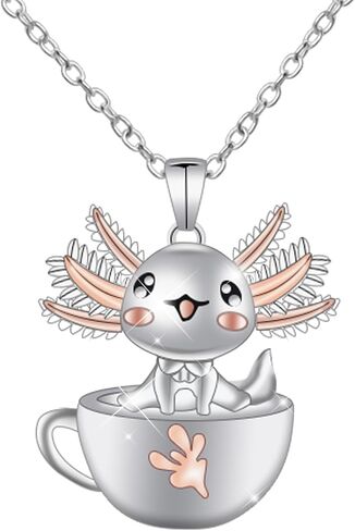 Axolotl Necklace, Cute Axolotl Crystal Necklace Axolotl Pendant Necklace Salamander Necklace Axolotl Jewelry for Boys Girls Christmas Birthday Graduation Gift in Saudi Arabia