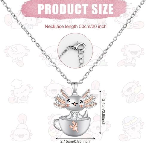 Axolotl Necklace, Cute Axolotl Crystal Necklace Axolotl Pendant Necklace Salamander Necklace Axolotl Jewelry for Boys Girls Christmas Birthday Graduation Gift in Saudi Arabia