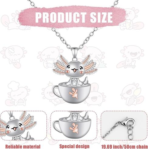 Axolotl Necklace, Cute Axolotl Crystal Necklace Axolotl Pendant Necklace Salamander Necklace Axolotl Jewelry for Boys Girls Christmas Birthday Graduation Gift in Saudi Arabia
