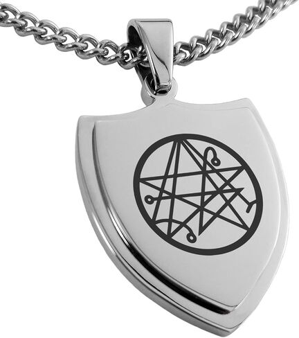الفولاذ المقاوم للصدأ necronomicon talisman رون درع قلادة قلادة in Saudi Arabia
