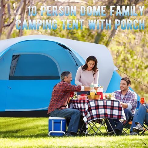 10-Person Tents for Camping,Large Family Camping Tents with Rainfly,Big Tents with Vestibule,Double Layer,Waterproof,Easy Setup Dome Tents for Outdoor Camping,Party,(18ft x 9.8ft x78 in) in Saudi Arabia