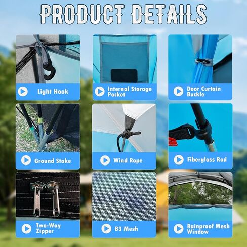 10-Person Tents for Camping,Large Family Camping Tents with Rainfly,Big Tents with Vestibule,Double Layer,Waterproof,Easy Setup Dome Tents for Outdoor Camping,Party,(18ft x 9.8ft x78 in) in Saudi Arabia