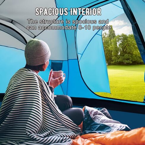 10-Person Tents for Camping,Large Family Camping Tents with Rainfly,Big Tents with Vestibule,Double Layer,Waterproof,Easy Setup Dome Tents for Outdoor Camping,Party,(18ft x 9.8ft x78 in) in Saudi Arabia