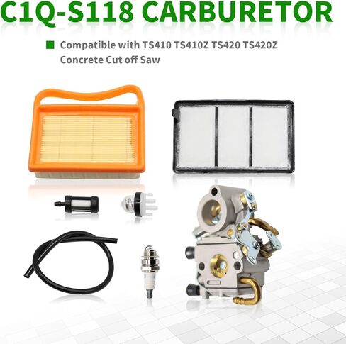 المكربن المتوافقة مع TS410 TS410Z TS420 TS420Z قطع الخرسانة C1Q-S118 C1Q-S118D CARB 4238-120-0600 42381200600 مع قابس شرارة مرشح الوقود in Kuwait