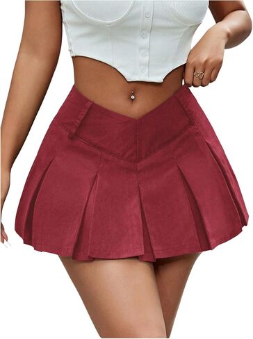MakeMeChic Women's Summer Y2K Pleated Tiered Low Waist Crossover Mini Skirt Flared Hem Short Skirts in Saudi Arabia
