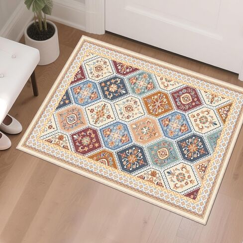 Boho Tribal Runner Rug - 2x6 Hallway Runner Rugs with Non-Slip Backing Low-Pile Boho Washable Distressed Printed Rug for Hallway Kitchen Farmhouse Bathroom Laundry Room Bedroom- Light Blush in Saudi Arabia