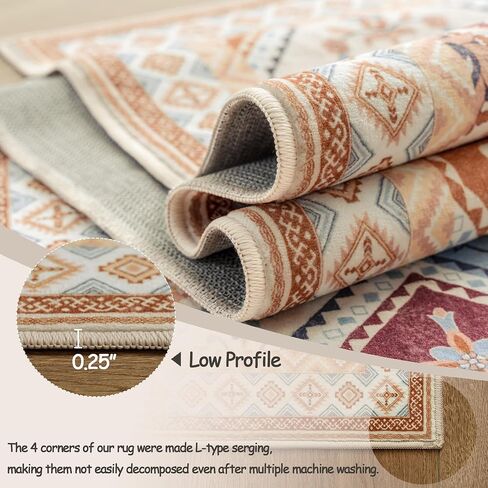 Boho Tribal Runner Rug - 2x6 Hallway Runner Rugs with Non-Slip Backing Low-Pile Boho Washable Distressed Printed Rug for Hallway Kitchen Farmhouse Bathroom Laundry Room Bedroom- Light Blush in Saudi Arabia