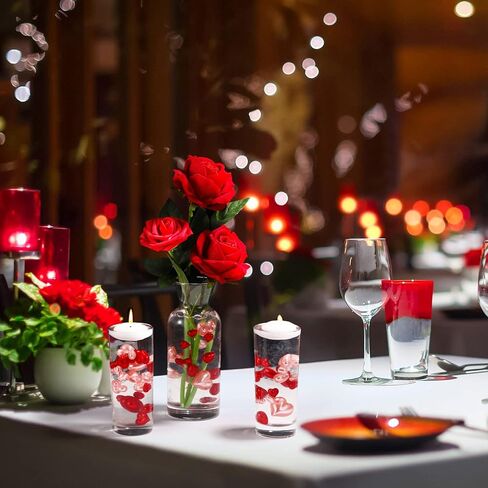 MTLEE 120 PCS Pearls of Heart Shaped for Vase Filler Heart Ornament for Floating Candles Centerpiece for Valentine's Day Wedding Dinning Table, 14/20/30 mm（No Water Gel (Red,Cute Style) in Kuwait