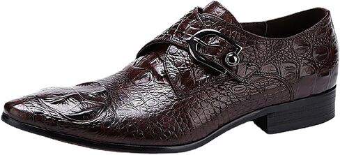Men's Embossed Dress Shoes with Metal Buckle Breathable Slip-On Business Shoes for Weddings and Formal Events in Saudi Arabia