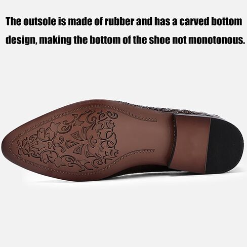 Men's Embossed Dress Shoes with Metal Buckle Breathable Slip-On Business Shoes for Weddings and Formal Events in Saudi Arabia