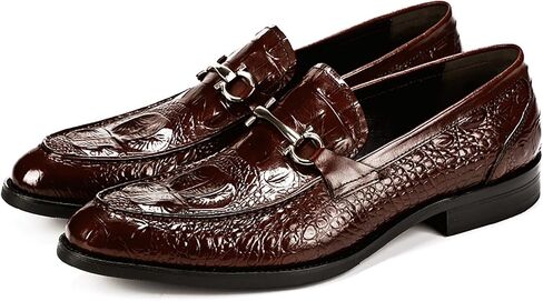 Men's Dress Shoes Business Casual Leather Shoes with Embossing, Non-Slip Rubber Sole for Office Meetings, Weddings and Professional Events in Saudi Arabia