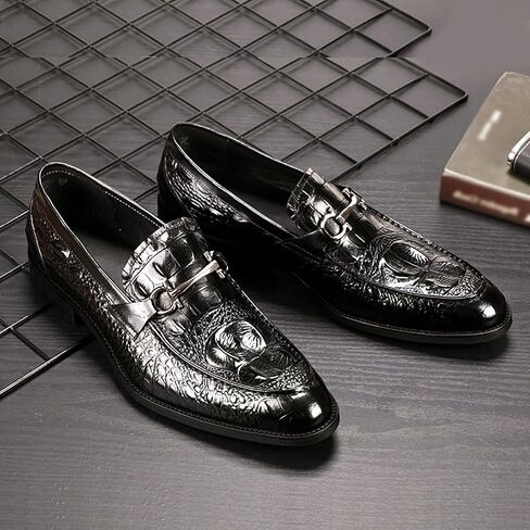 Men's Dress Shoes Business Casual Leather Shoes with Embossing, Non-Slip Rubber Sole for Office Meetings, Weddings and Professional Events in Saudi Arabia