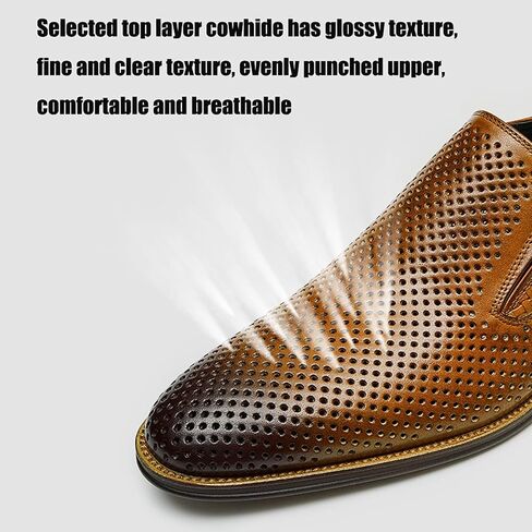 Men's Breathable Leather Casual Dress Shoes for Business Formal and Office Wear with Cushioned Rubber Sole in Saudi Arabia