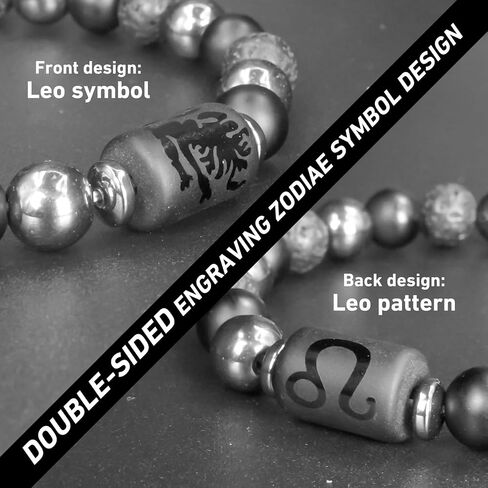 Zodiac Sign Bracelet for Men & Women – Matte Lava Hematite Stone Beads, 12 Constellation Lucky Charm Jewelry for Positive Energy & Protection Against Bad Luck in Saudi Arabia