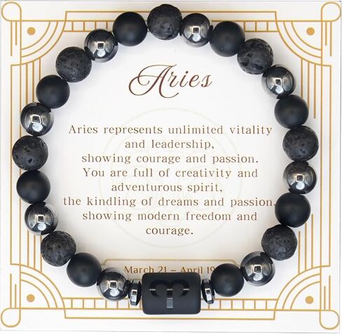Zodiac Sign Bracelet for Men & Women – Matte Lava Hematite Stone Beads, 12 Constellation Lucky Charm Jewelry for Positive Energy & Protection Against Bad Luck in Saudi Arabia