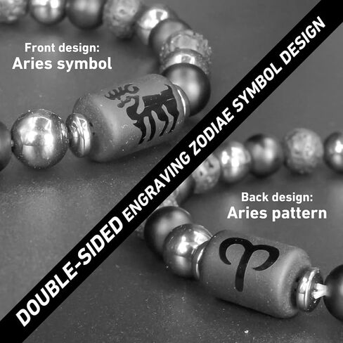 Zodiac Sign Bracelet for Men & Women – Matte Lava Hematite Stone Beads, 12 Constellation Lucky Charm Jewelry for Positive Energy & Protection Against Bad Luck in Saudi Arabia