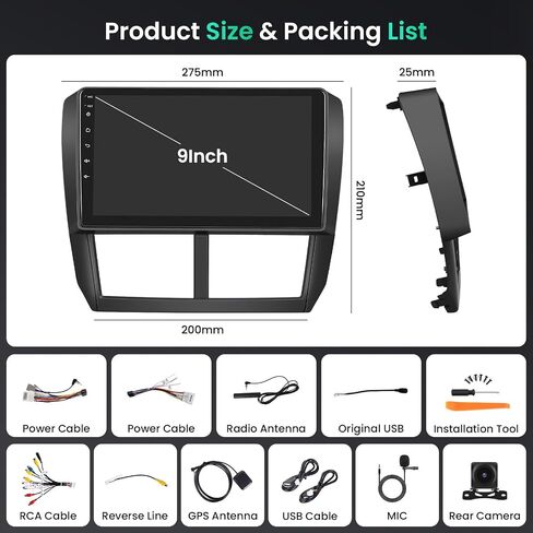 8-Core 4+64G 9" Android 15 Car Stereo for Subaru Forester Impreza WRX 08-12 in Saudi Arabia