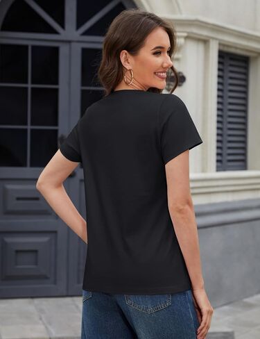 Yucolen Women's Cotton Tshirts Crew Neck Stirts Short for Woman Basic Soild Color Summer Strendy Tees in Saudi Arabia