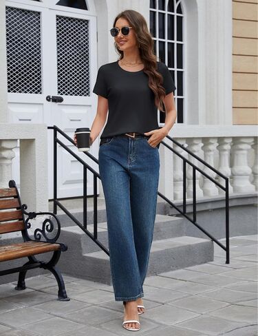 Yucolen Women's Cotton Tshirts Crew Neck Stirts Short for Woman Basic Soild Color Summer Strendy Tees in Saudi Arabia