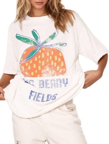 Women's Cottton Oversized Harvest Vintage Floral Graphic Tees Y2K Tops Summer Casual Streetwear T-Shirt in Kuwait