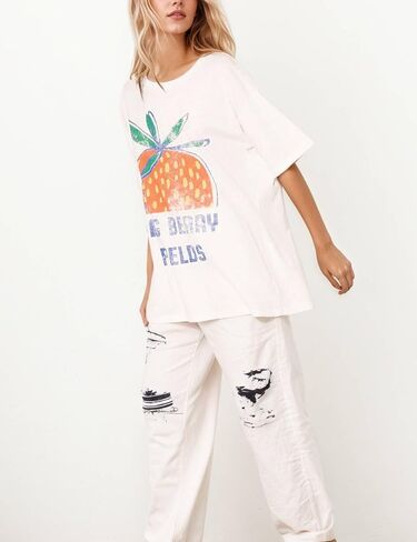 Women's Cottton Oversized Harvest Vintage Floral Graphic Tees Y2K Tops Summer Casual Streetwear T-Shirt in Kuwait