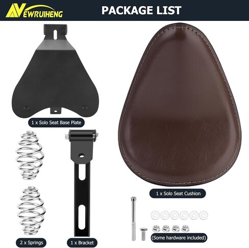Motorcycle Solo Seat PU Leather Drive Seat with Spring Base Mounting Bracket Compatible with Harley Yamaha Kawasaki Suzuki Sportster Bobber Chopper Custom Application in Kuwait