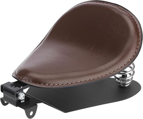 Motorcycle Solo Seat PU Leather Drive Seat with Spring Base Mounting Bracket Compatible with Harley Yamaha Kawasaki Suzuki Sportster Bobber Chopper Custom Application in Kuwait