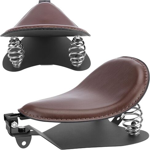 Motorcycle Solo Seat PU Leather Drive Seat with Spring Base Mounting Bracket Compatible with Harley Yamaha Kawasaki Suzuki Sportster Bobber Chopper Custom Application in Kuwait