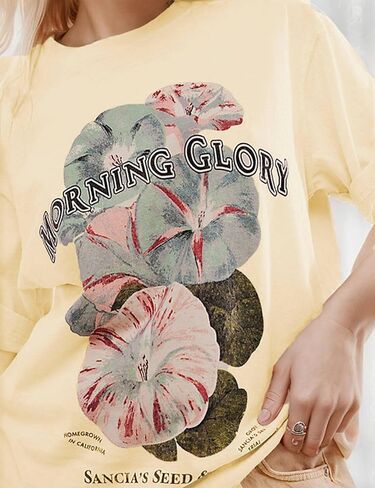 Women's Cottton Oversized Harvest Vintage Floral Graphic Tees Y2K Tops Summer Casual Streetwear T-Shirt in Kuwait