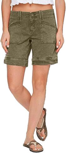 Flamingals Women's Cargo Vintage Patch Pocket High Waist Mid Thigh Shorts in Saudi Arabia