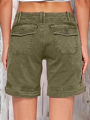 Flamingals Women's Cargo Vintage Patch Pocket High Waist Mid Thigh Shorts in Saudi Arabia