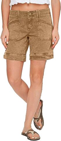 Flamingals Women's Cargo Vintage Patch Pocket High Waist Mid Thigh Shorts in Saudi Arabia