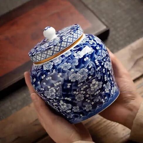 جرة للرماد البشري ، جرة التذاكر للسيراميك للإناث البالغة مع غطاء آمن ، تصميم الأزهار الزخرفية للنصب التذكارية أو الديكور (الزهور - أ) in Saudi Arabia