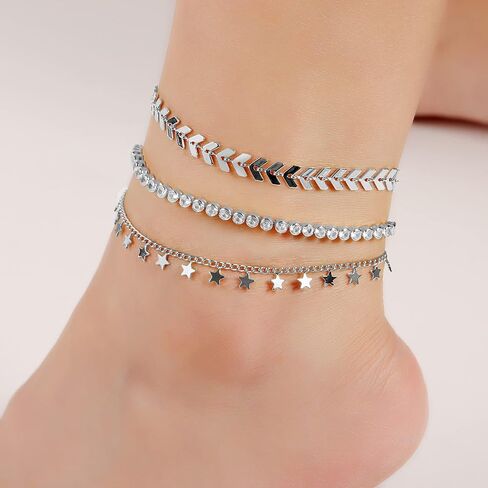 4/8 PCS 18K GOLD MULTI-Style Style Threatable Charm Bracelets مع CZ for Women & Teen Girls Gift in Kuwait