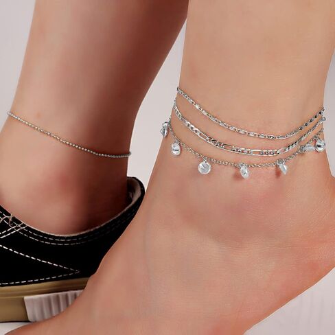 4/8 PCS 18K GOLD MULTI-Style Style Threatable Charm Bracelets مع CZ for Women & Teen Girls Gift in Kuwait