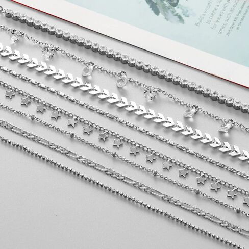 4/8 PCS 18K GOLD MULTI-Style Style Threatable Charm Bracelets مع CZ for Women & Teen Girls Gift in Kuwait