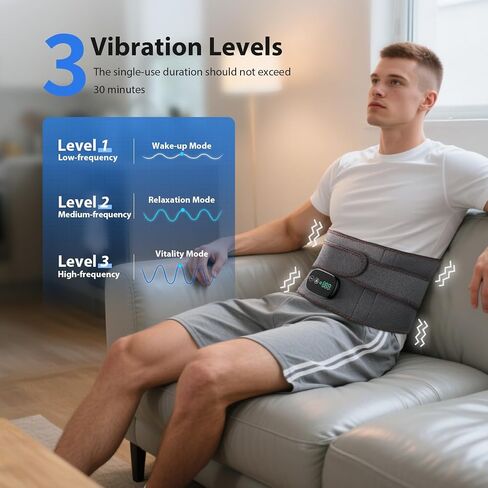 Lower Back Massager with Heat, Heating Pad for Back, Stomach Heating Pad, Waist Belt Wrap with Heat Vibration 3 Levels Adjustable, Touchscreen Control, Adjustable Size, Gifts for Dad Mom (Grey) in Kuwait