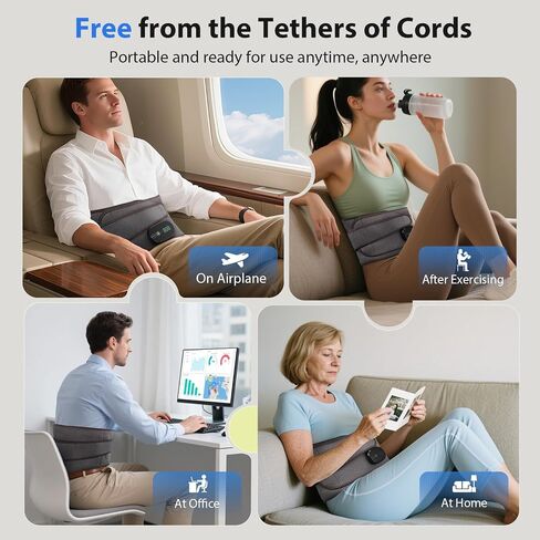 Lower Back Massager with Heat, Heating Pad for Back, Stomach Heating Pad, Waist Belt Wrap with Heat Vibration 3 Levels Adjustable, Touchscreen Control, Adjustable Size, Gifts for Dad Mom (Grey) in Kuwait
