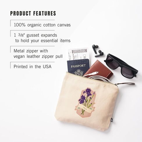 Lantern Press Vintage Flora, Iris, 100% Cotton Zipper Pouch, Travel Accessory, Go Bag in Saudi Arabia