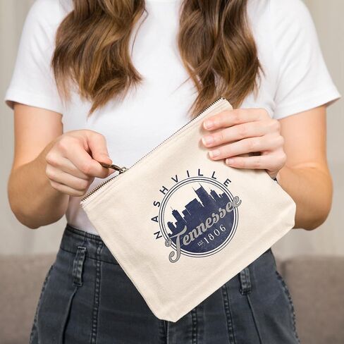 Lantern Press Nashville, Tennessee, Skyline Seal (Blue), 100% Cotton Zipper Pouch, Travel Accessory, Go Bag in Kuwait