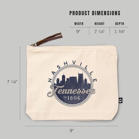 Lantern Press Nashville, Tennessee, Skyline Seal (Blue), 100% Cotton Zipper Pouch, Travel Accessory, Go Bag in Kuwait