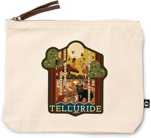 Lantern Press Telluride ، Colorado ، Forest Animals ، هندسة ، حقيبة سحاب قطنية 100 ٪ ، ملحق السفر ، GO BAG in Kuwait