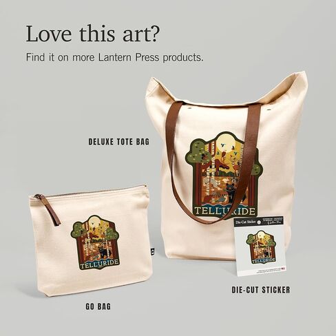 Lantern Press Telluride ، Colorado ، Forest Animals ، هندسة ، حقيبة سحاب قطنية 100 ٪ ، ملحق السفر ، GO BAG in Kuwait