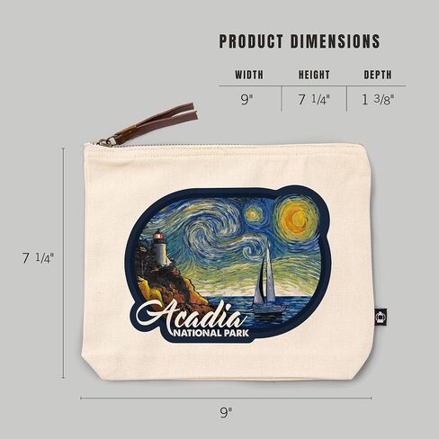 Lantern Press Acadia National Park, Maine, Bass Harbor Lighthouse, Starry Night, 100% Cotton Zipper Pouch, Travel Accessory, Go Bag in Kuwait