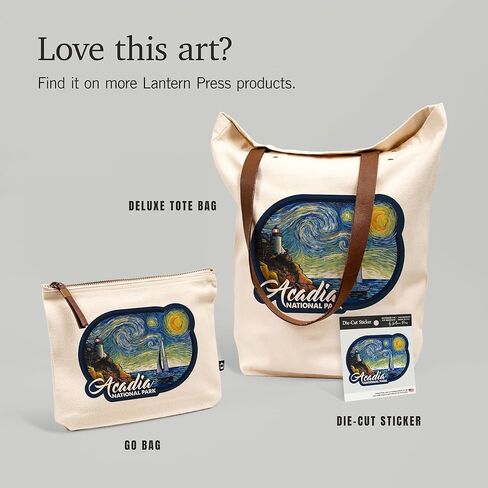 Lantern Press Acadia National Park, Maine, Bass Harbor Lighthouse, Starry Night, 100% Cotton Zipper Pouch, Travel Accessory, Go Bag in Kuwait