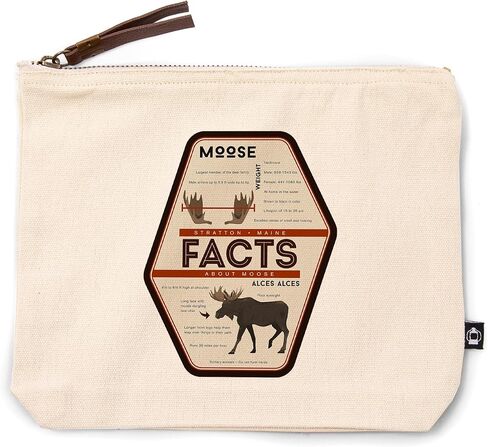Lantern Press Stratton, Maine, Facts About Moose, 100% Cotton Zipper Pouch, Travel Accessory, Go Bag in Kuwait