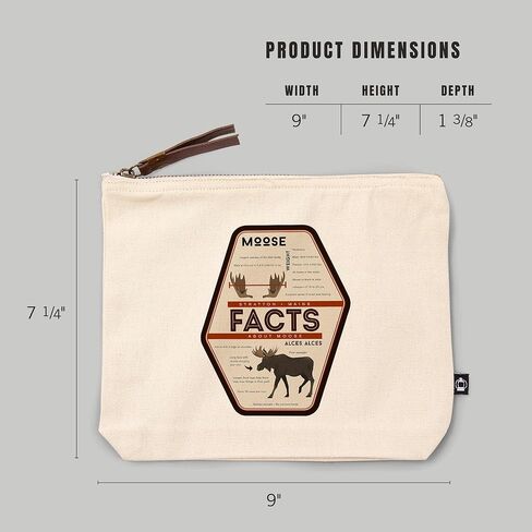 Lantern Press Stratton, Maine, Facts About Moose, 100% Cotton Zipper Pouch, Travel Accessory, Go Bag in Kuwait