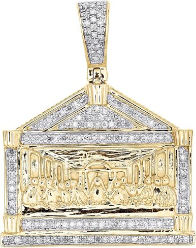 10K Gold Gold Gold Men Men charm charm يسوع العشاء الأخير قلادة 0.37 ct in Saudi Arabia