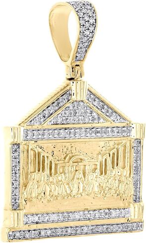 10K Gold Gold Gold Men Men charm charm يسوع العشاء الأخير قلادة 0.37 ct in Saudi Arabia