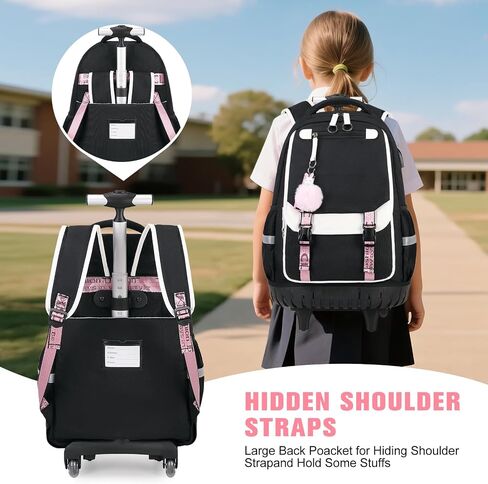 حقائب الظهر Bevalsa Rolling for Girls ، 3pcs Roller School Backpacks with Box Box & Pen Case ، Book Bookbag Schoolbag with Wheels for teen girl refctergarten school middle school in Kuwait